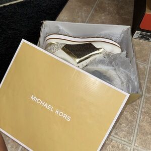 Michael Kors Gold and White Sneakers